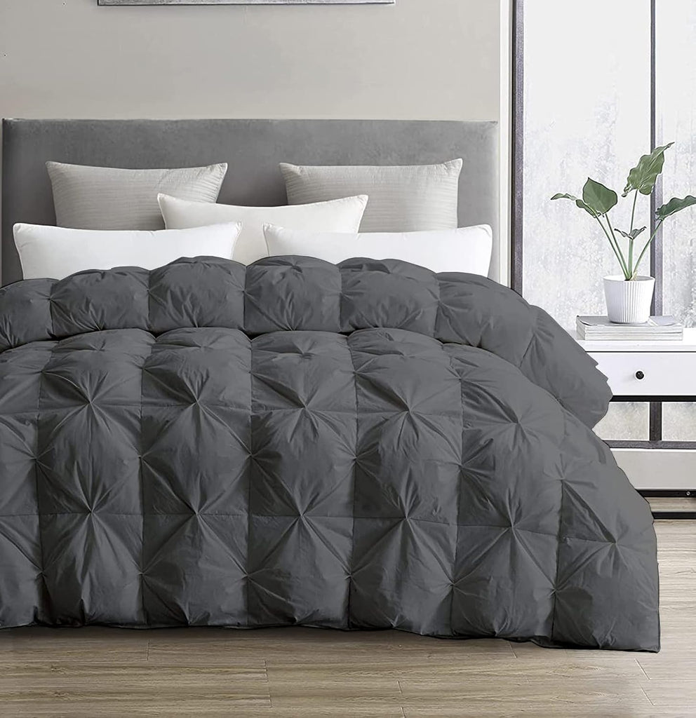 Oversized Queen Comforter 98 x 98 - Hotel Luxury 1 Piece Down Alternative Pinch Pleat Comforter with 8 Corner Tabs