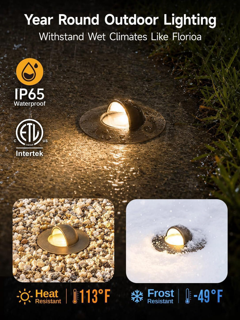 Mini Brass Low Voltage Well Light, 12V Beacon-Top, IP65, 6Pk