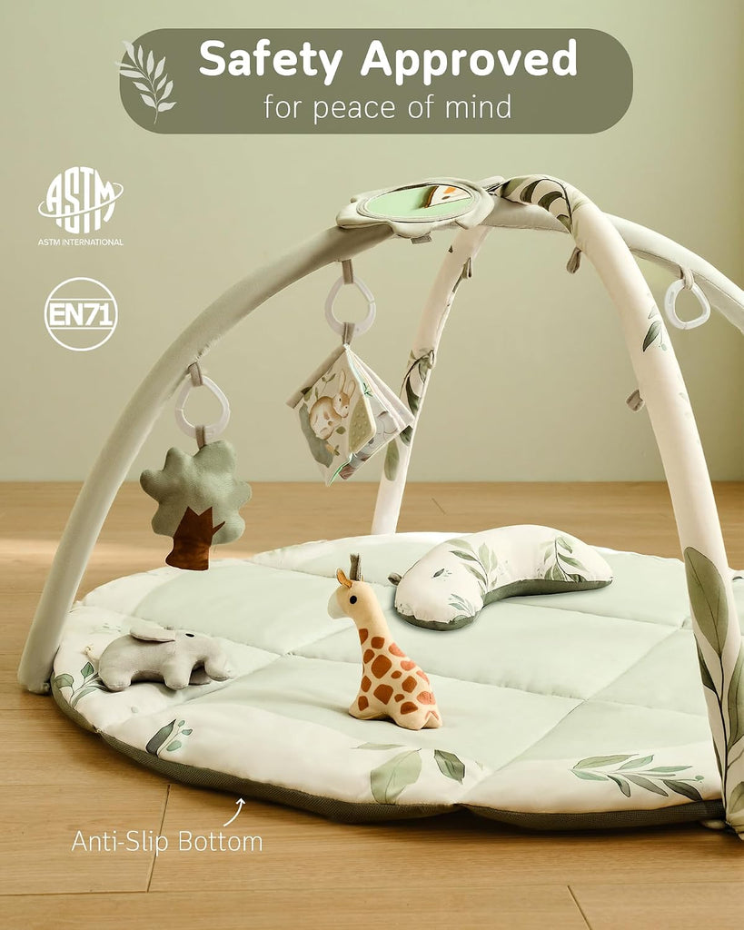 Baby Play Gym & Mat, Tummy Time Mat for Babies 0-12 Months, Green