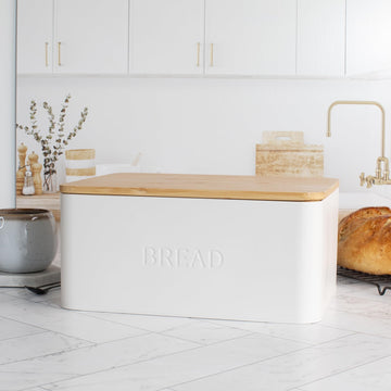 Bread Box - Beautiful With Wooden Lid For Your Kitchen Countertop