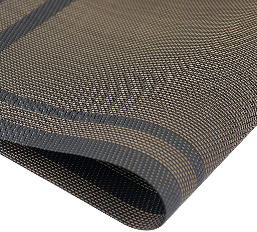 Placemats Set of 8, Linen Look Woven Place Mats (Black Gold)
