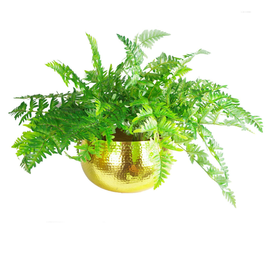 7305 Large Metal Planter 32 x 20cm Hammered Gold Colour-Straight Edge