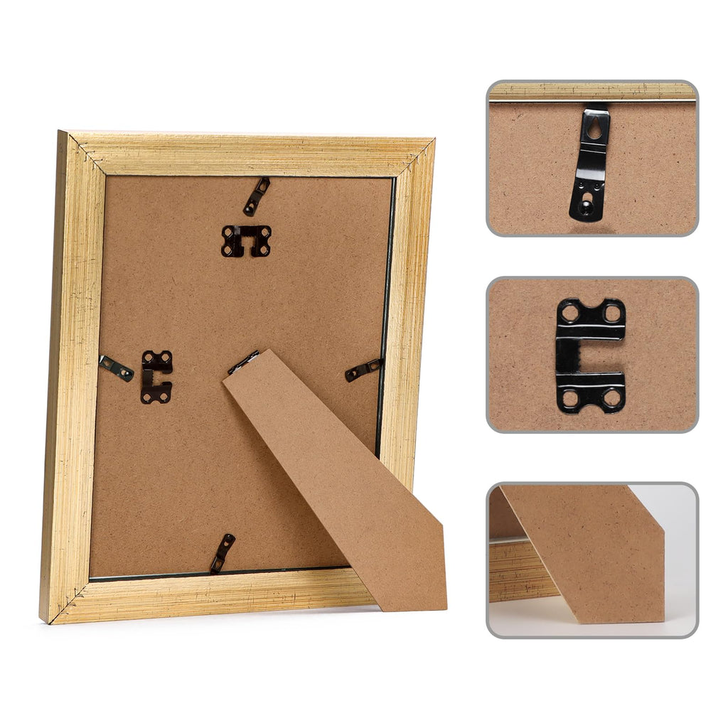 8.5 x 11 Picture Frames Set of 2, Vintage Gold 8.5 x 11 Diploma Certificate Frame for Tabletop or Wall Display