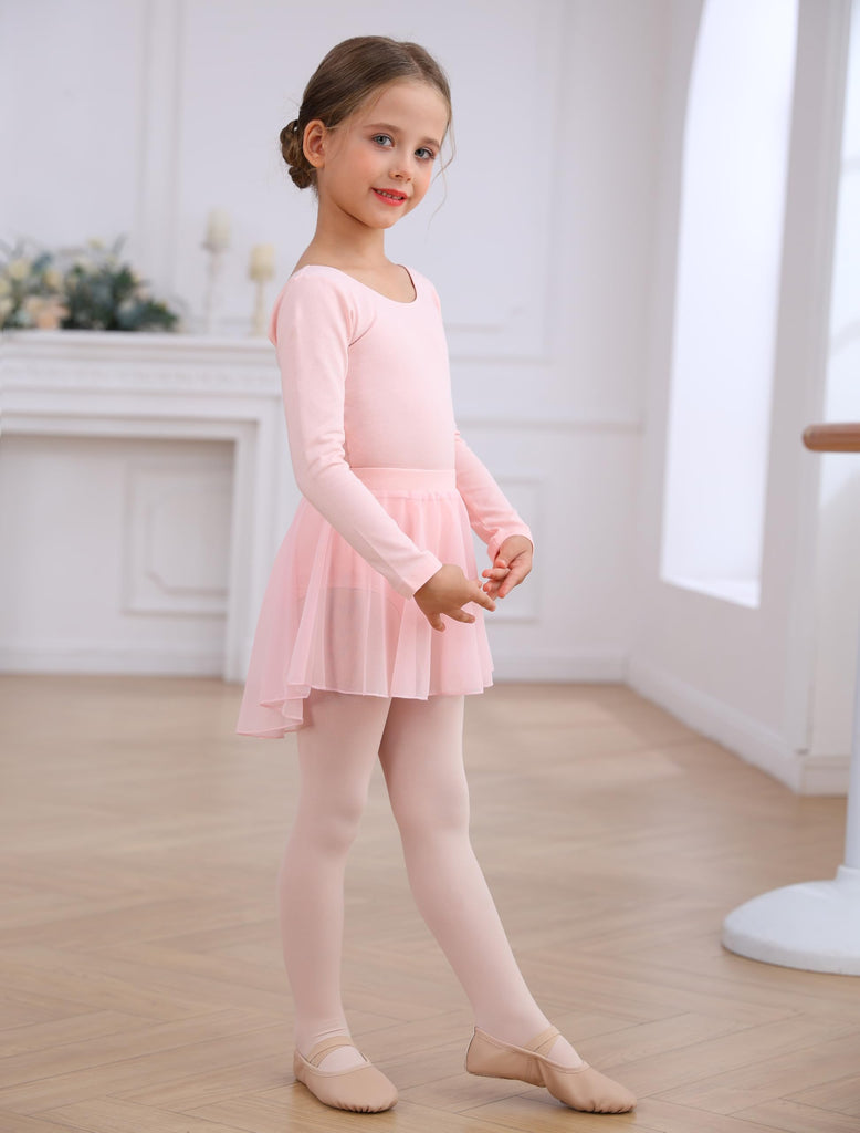 Ballet Leotards with Skirt Tights Combo for Toddler Girls Dance Long Sleeve Leotard Ballerina Dresses Outfits