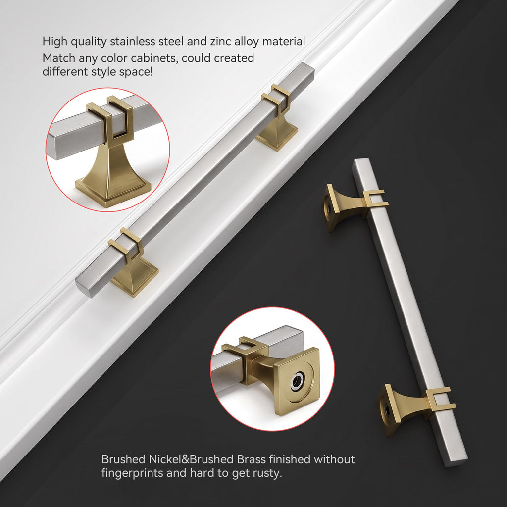 Silver and Champagne Bronze Cabinet Pulls 5" Nickel and Brass Pulls