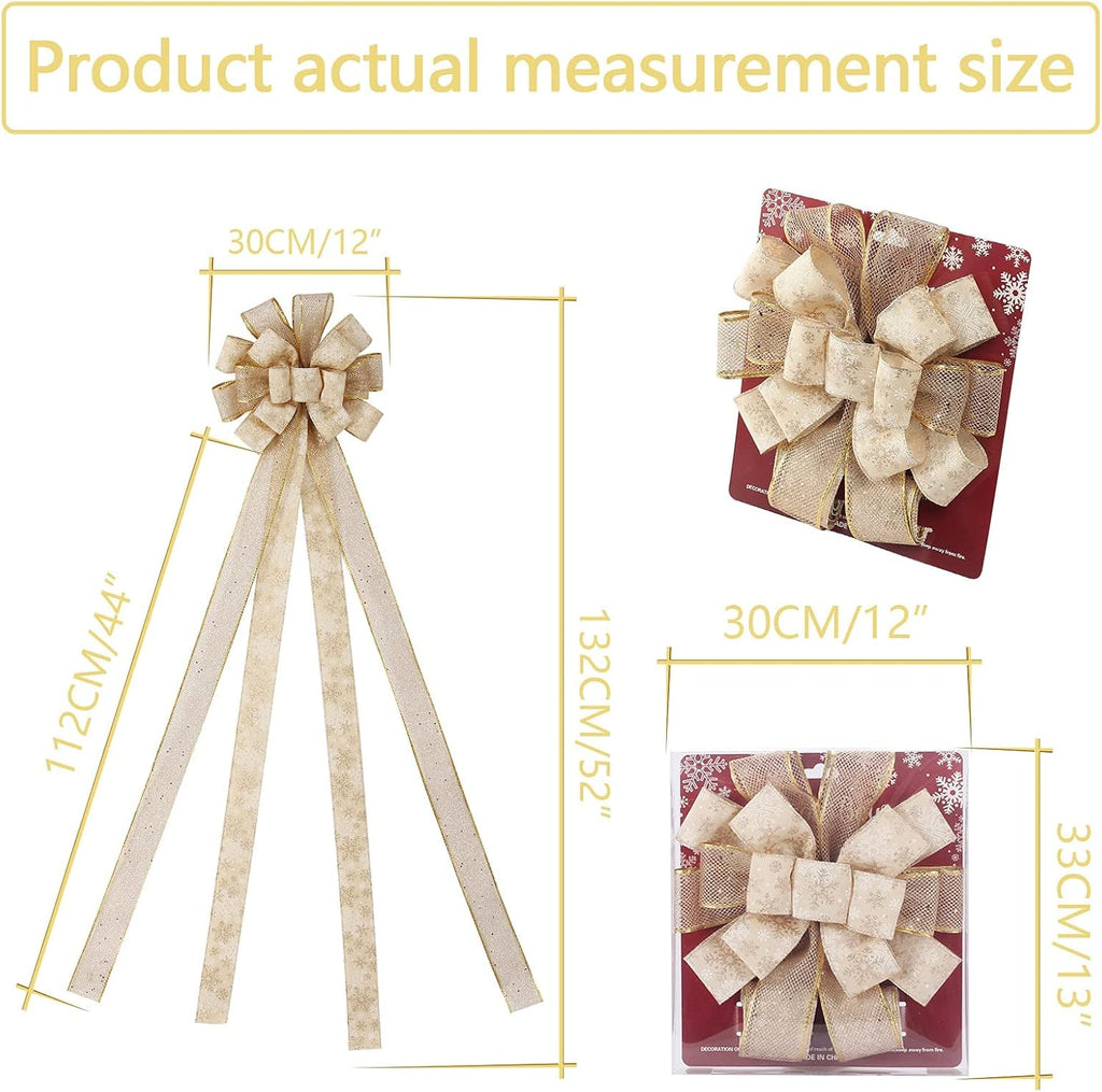 Gold Christmas Tree Topper Bow Decorations