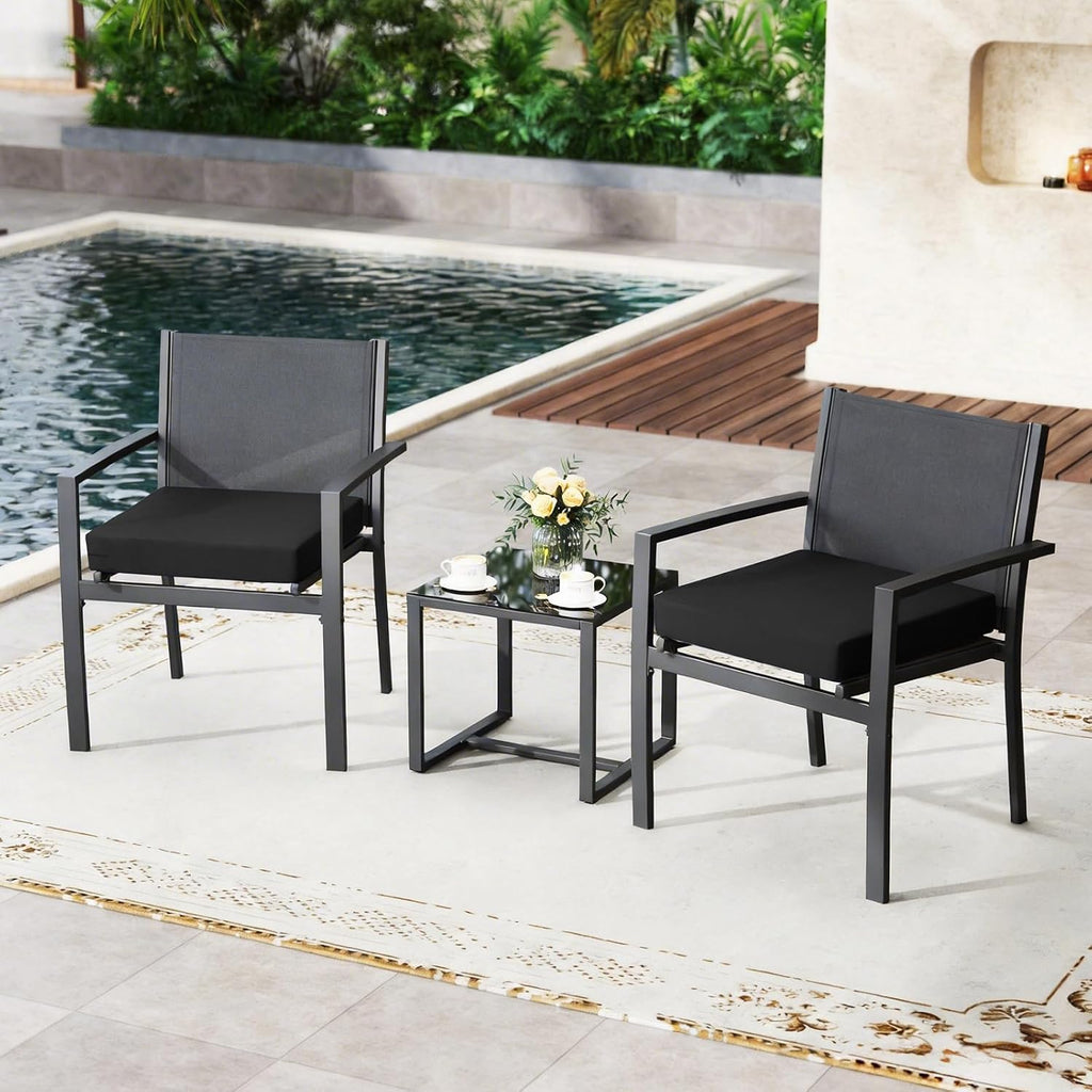 Outdoor Chair Cushions Set of 4,Waterproof Patio Cushions for Outdoor Furniture with Ties and Hidden Zipper,Memory