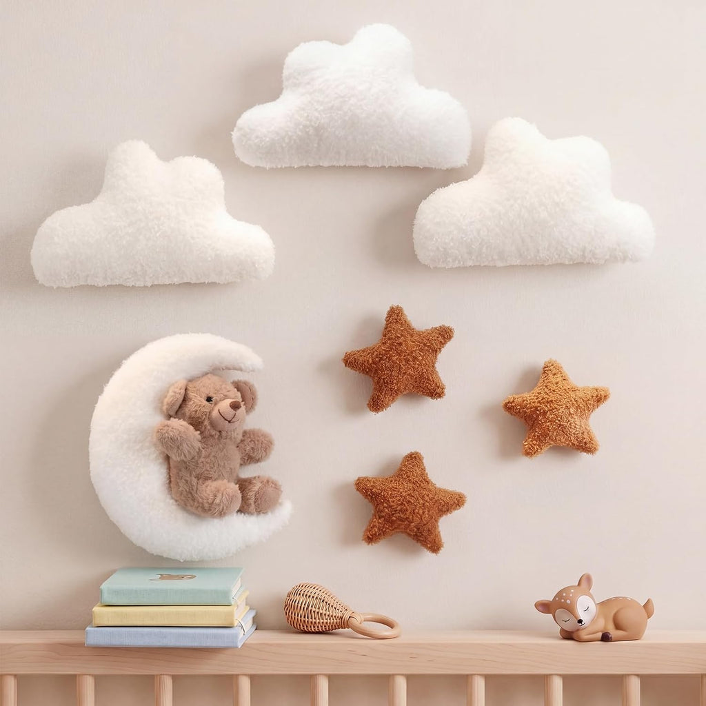 7 Pcs Teddy Bear Nursery Wall Decor Moon Teddy Bear Wall Art