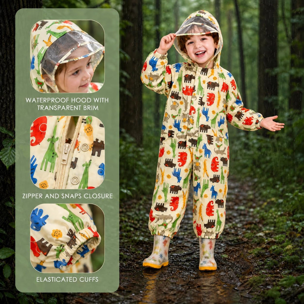 Toddler Rain Suit Waterproof Coverall One Piece Rain Suit Kids