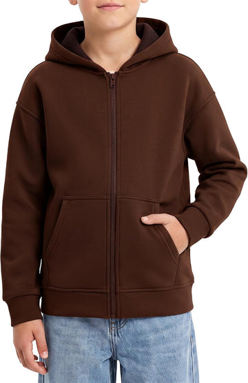 Kids Full Zip Up Hoodies Unisex Long Sleeve Soft Warm Sweatshirts