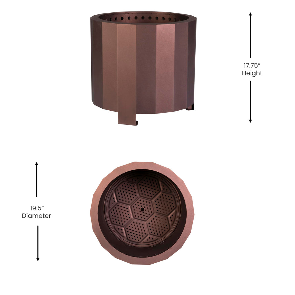Titus Commercial Grade Wood Burning Smokeless Outdoor Firepit - Bronze Finish - 19.5 inches - Portable - Waterproof