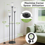Crystal Floor Lamps, Glass Modern Floor Lamp with Shelves, Mid Century Standing Lamps with Table