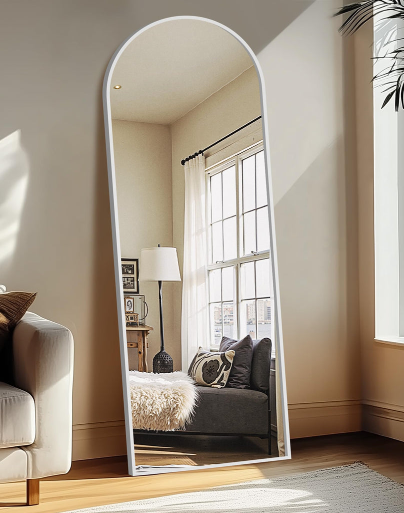 Arched Full Length Mirror with Stand, 69x24 Silver Floor Mirror