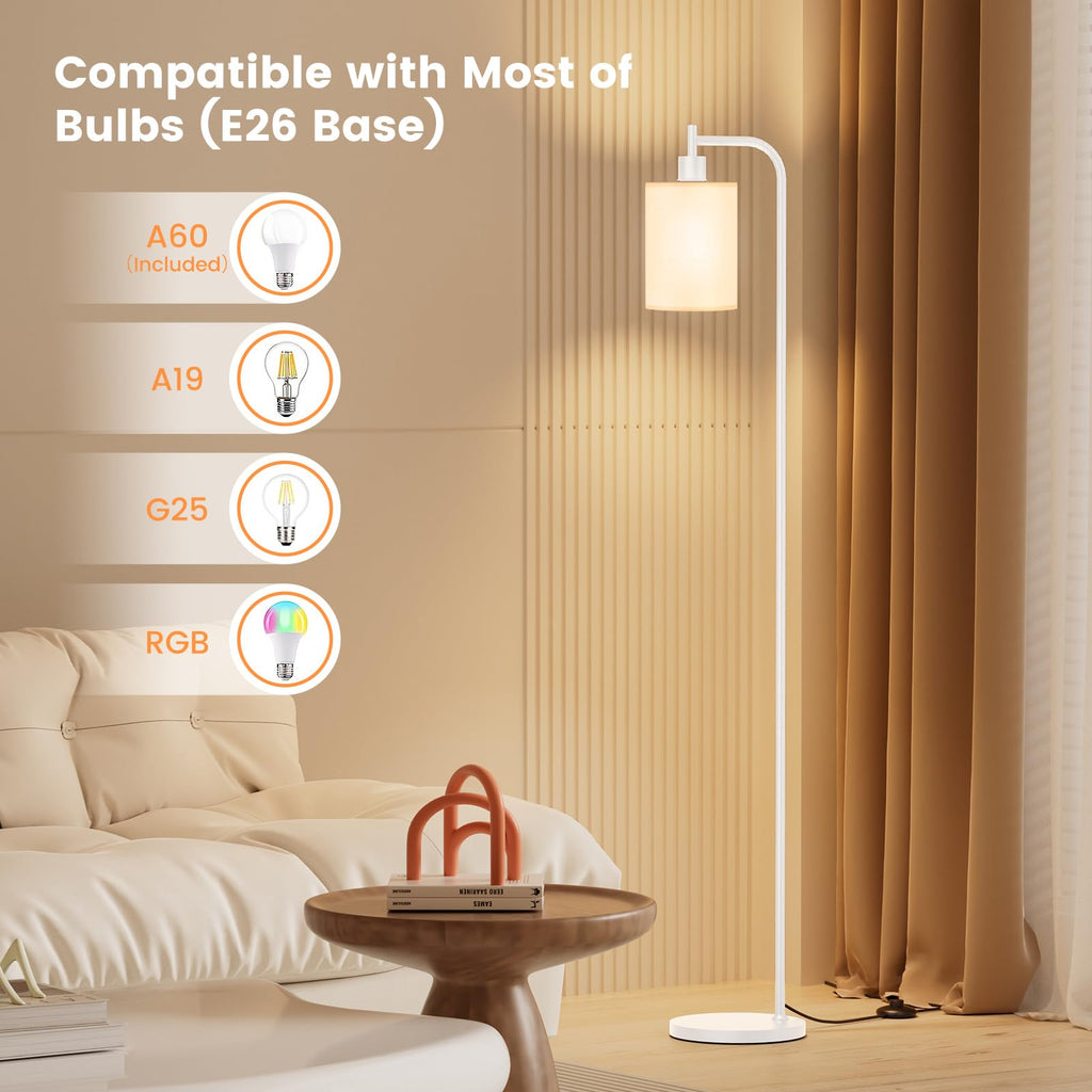Floor Lamp with Linen Shade, Dimmable Tall Standing Lamp with Remote Control & 3 Color Temperatures, Modern Floor