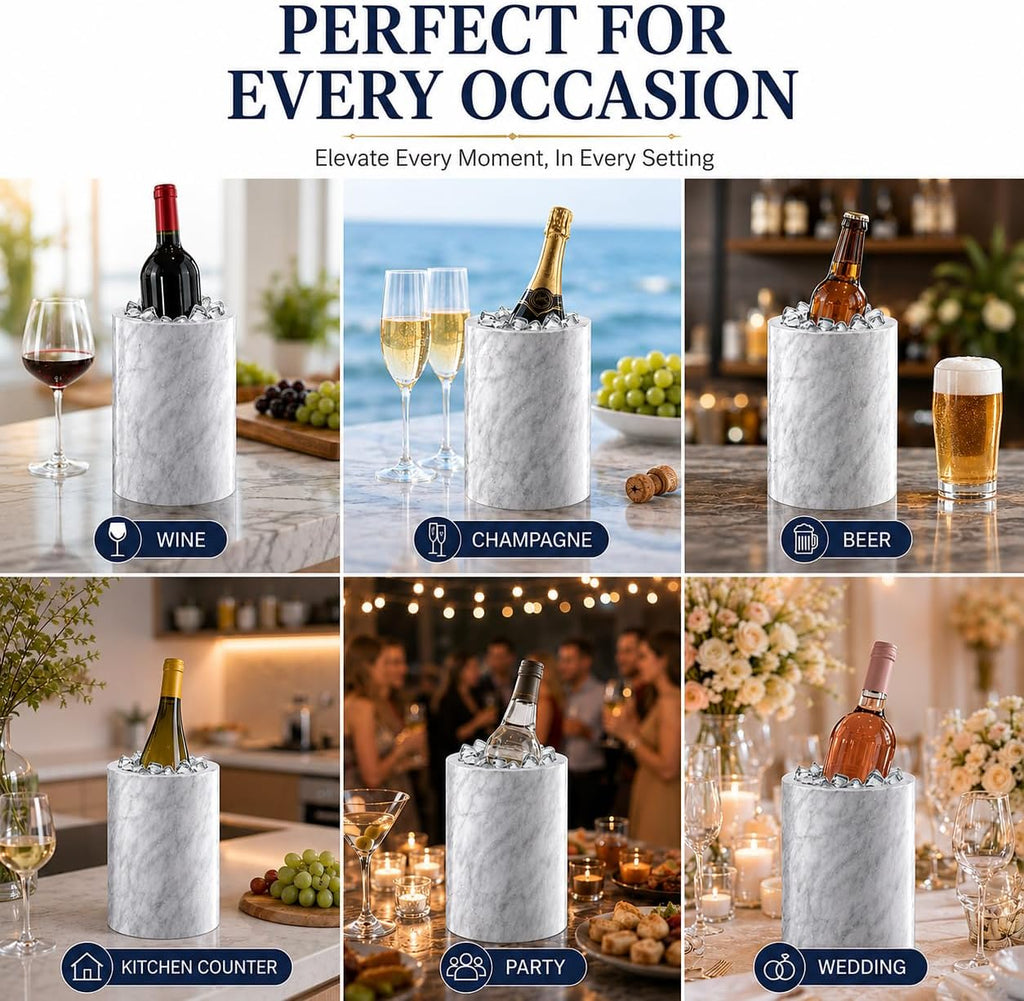 Wine Cooler Bucket Marble Wine Chiller for Bottle & Champagne Bucket