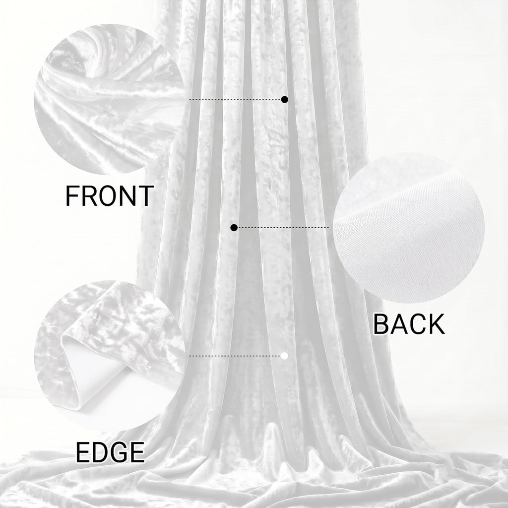Crushed Velvet Fabric, 2 Way Stretch, 63 Inch x 5 Yards, White