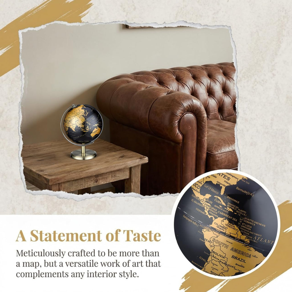 Geography Vintage Desktop World Globe European Luxury Rotating Globe Ornament Desk Table Decoration
