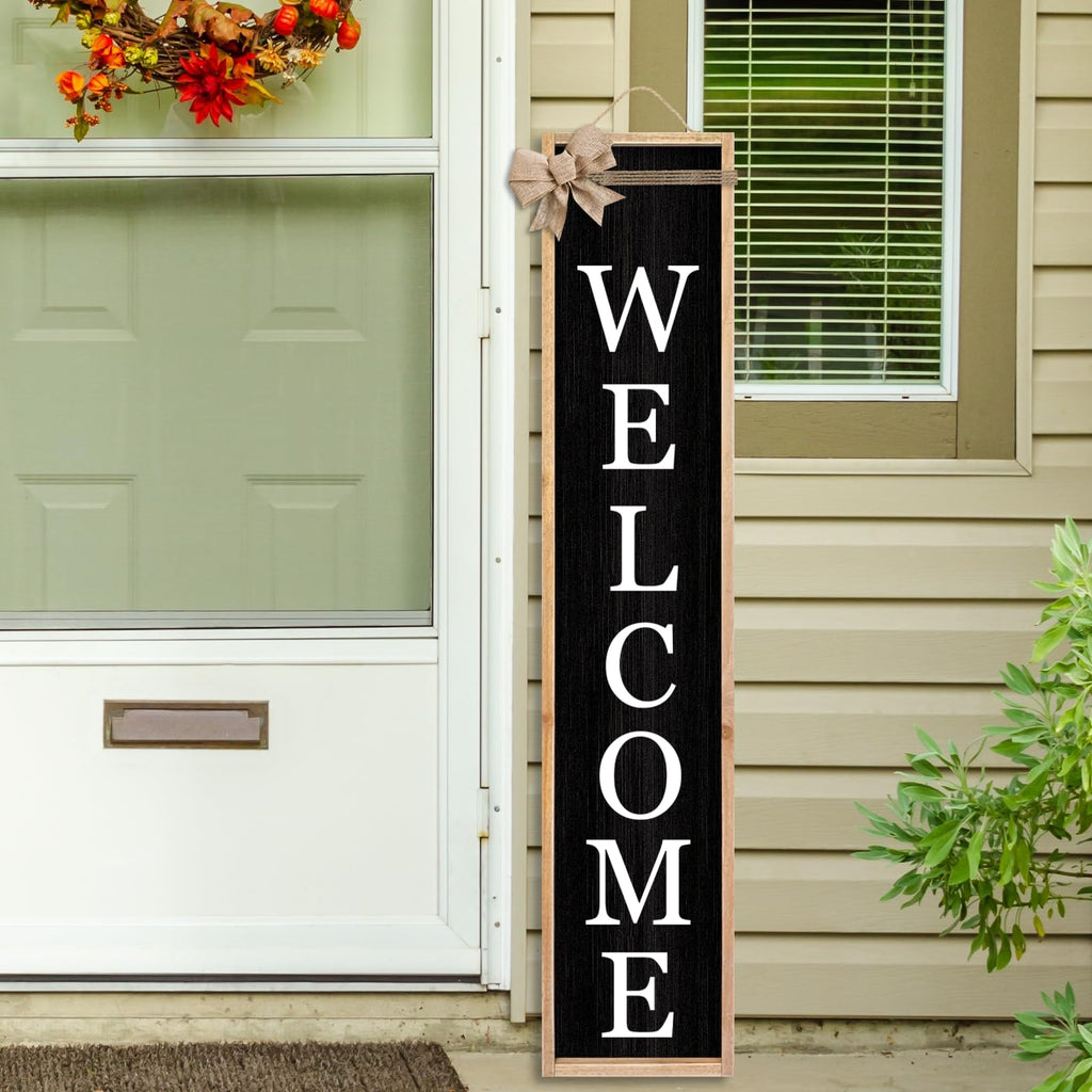 Outdoor 2in1 Welcome Sign for Front Porch Standing 45"X9" Wood