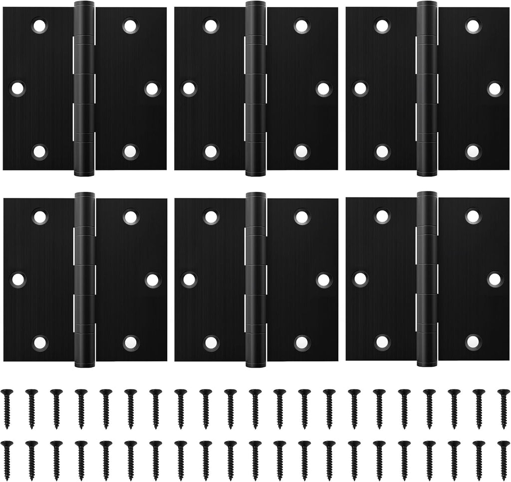 Ball Bearing Door Hinges, 3.5 x 3.5 Inches Square Hinges, Square Corner Stainless Steel, Heavy Duty Door Hinges