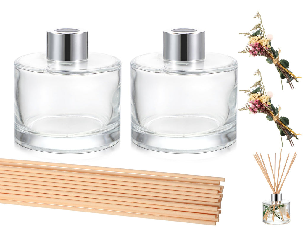 2 Sets Empty Reed Diffuser Bottles with Sticks, 5oz, White Color