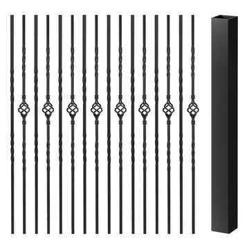 30-Pack Iron Balusters for Staircase Interior, Basket & Twist Design