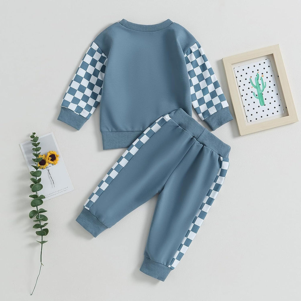 Toddler Baby Boy Fall Winter Outfit Contrast Color Long Sleeve Sweatshirts Stretch Jogger Pants Newborn Clothes Set