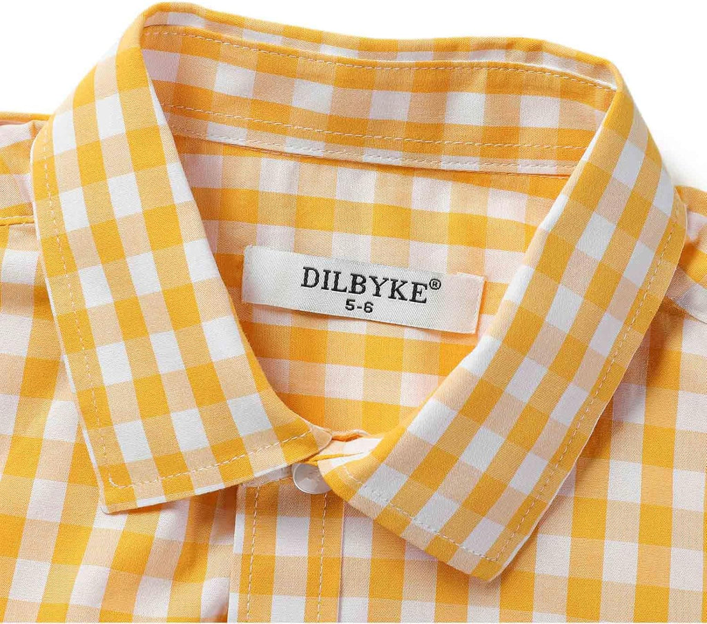 Boys' Dress Shirt Long Sleeve Plaid Button Down Poplin Shirts