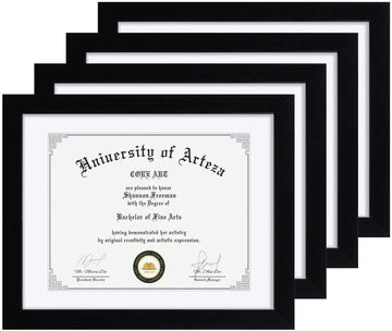 11x14 Certificate Frame 4 Pack, Black, Mat for 8.5 x 11 Diploma