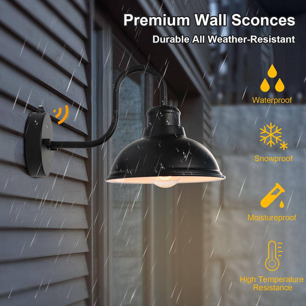 Dusk to Dawn Barn Light Outdoor Sconce 8" Exterior Lighting Fixtures 2 Pack