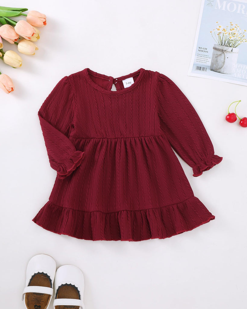 Toddler Baby Dress 18 Fall Red Long Sleeve Casual Dresses