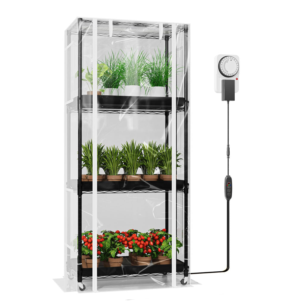 27x14x59IN 4-Tier Rolling Indoor Greenhouse Plant Stand