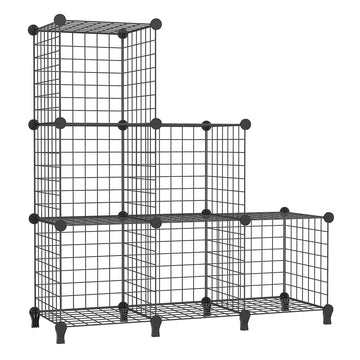 Wire Cube Storage, Closet Organizer, 6 Cube Storage Shelf, Black