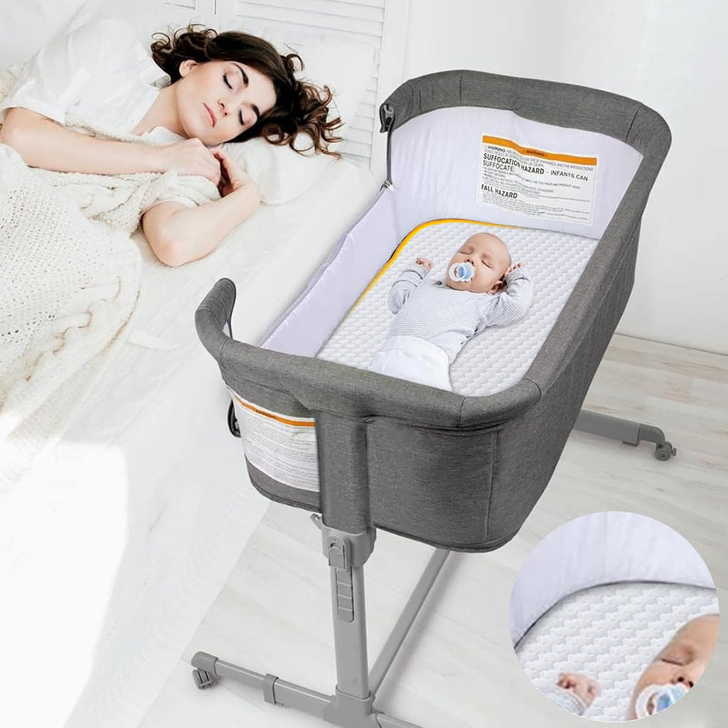Baby Bassinet Mattress, 47 x 23.6 Dual Sided Gel Memory Foam Mattress with Waterproof, Removable Ice Silk