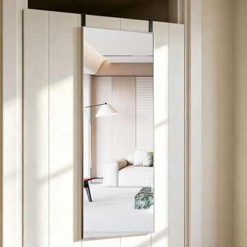 48" x 14" Over The Door Mirror, Silver Full Length Hanging Mirror