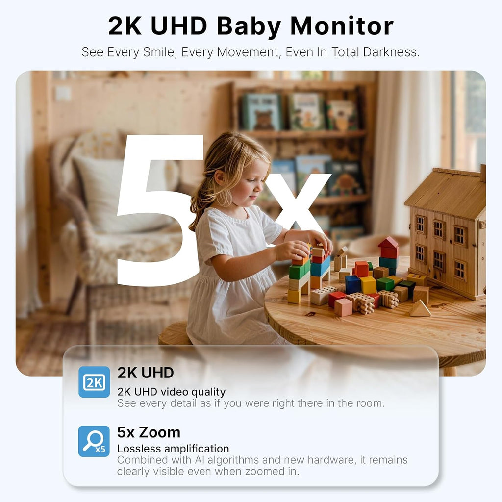 Baby Monitor with Camera and Audio, 24h Recording Playback 32GB