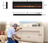 Smart Electric Fireplace - 80 Inch Electric Fireplace Inserts, Wall Mount or in-Wall Recessed Fireplace Heater