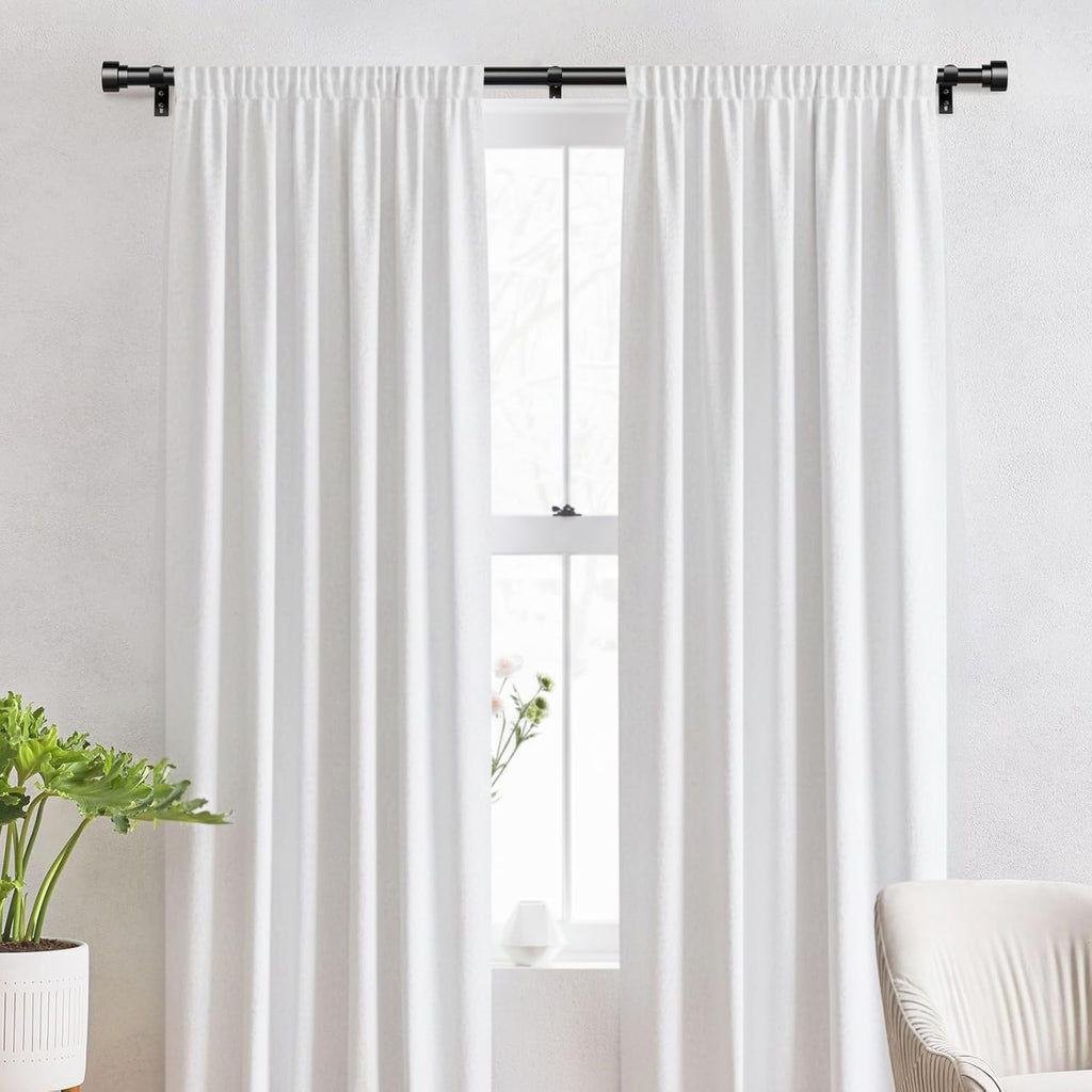 Heavy Duty Curtain Rods for Windows 66 to 120 Inch,1 Inch Adjustable Black Curtain Rod with Easy Installation and