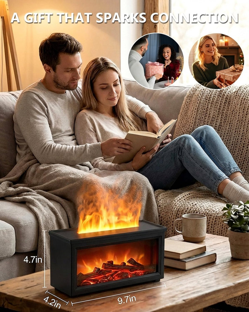 Essential Oil Diffuser, 7-Color Fireplace Flame Aromatherapy Humidifier