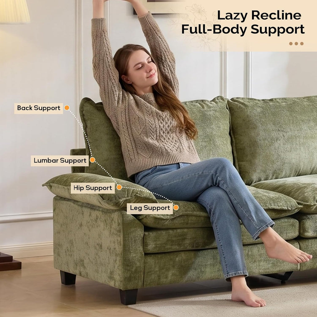 122" Cloud Teddy White Convertible Sectional Sofa