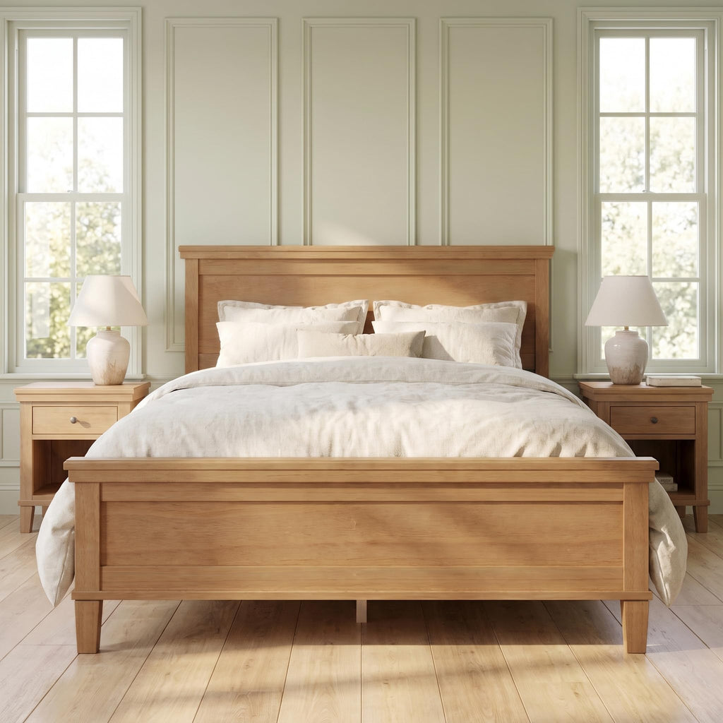 Vintage Wood Bed Frame with Headboard, Seadrift