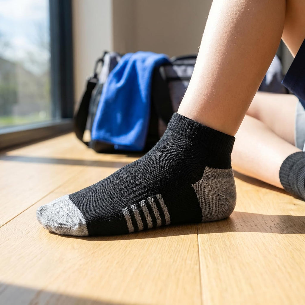 Pairs Boys Low Cut Ankle Socks Kids Crew Athletic Breathable Cushion Sole Socks for Running Hiking
