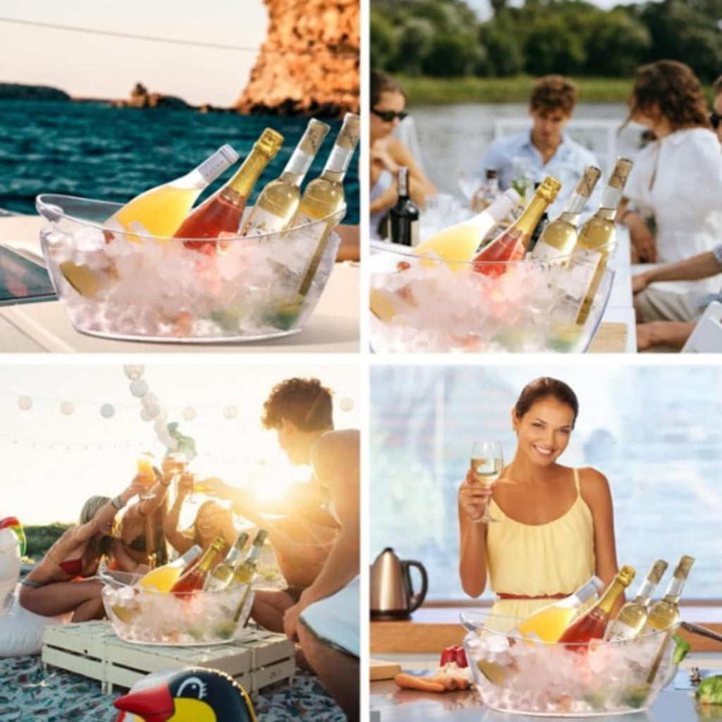 6 Liter Clear Acrylic Champagne Bucket with Handle, Ice Bucket for Parties Beverage Ice Tub, Wine Beer Drink Buckets