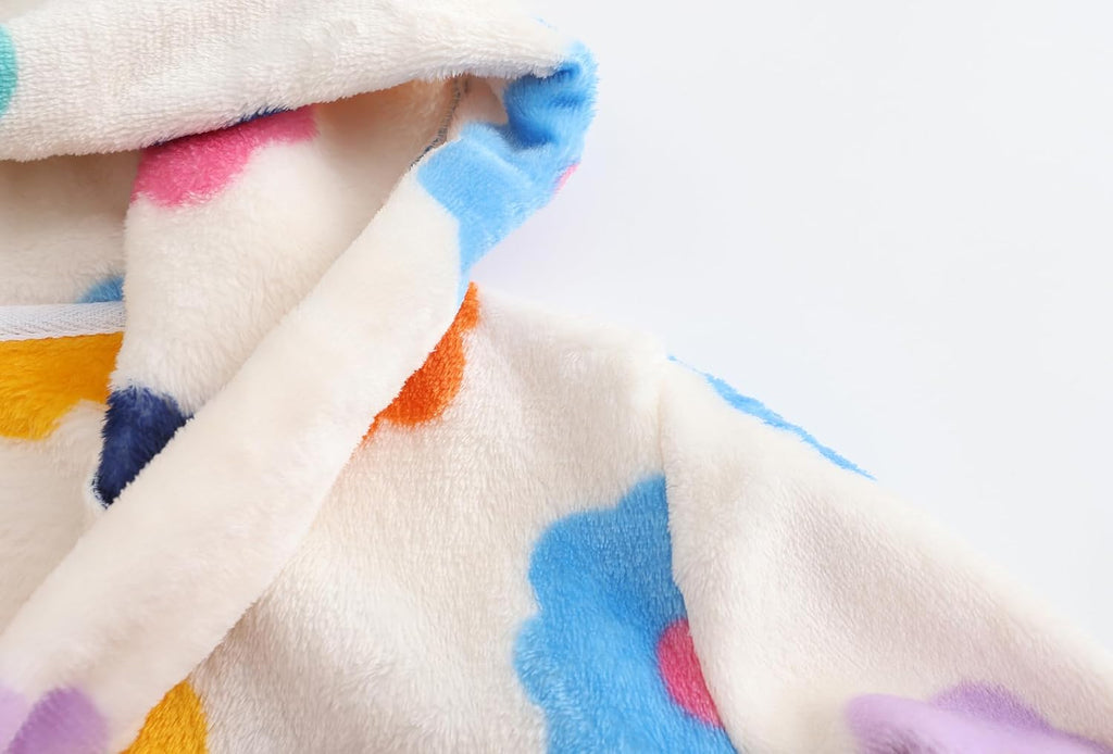 Kids Hooded Bathrobe Girls Soft Plush Hooded Flannel Pajamas Sleepwear Boys Spa Robe
