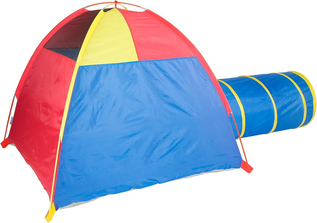 Kids Hide-Me Dome Tent and Crawl Tunnel Combo for Indoor/Outdoor Play Red/Yellow/Blue Large