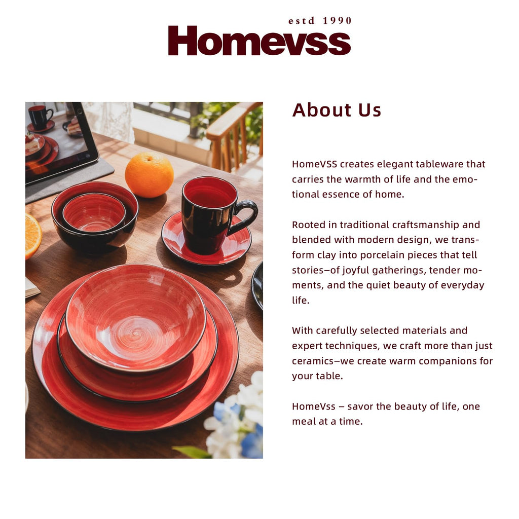 Stoneware Sonoma Dinnerware Set, Black + Speckled Spin Wash (56pc Set, Red)