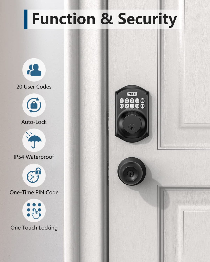 Keyless Entry Deadbolt with Keypad for Front Door, Matte Black