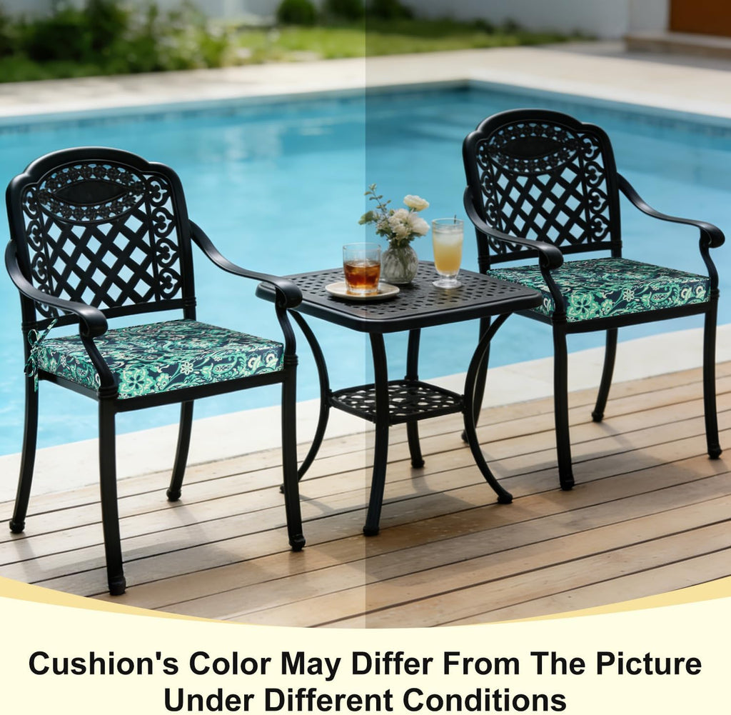 Outdoor Chair Cushions Set of 4, Waterproof 19" x 19" x 3" Patio Chair Cushion with Non-Slip Ties & Handle, Square