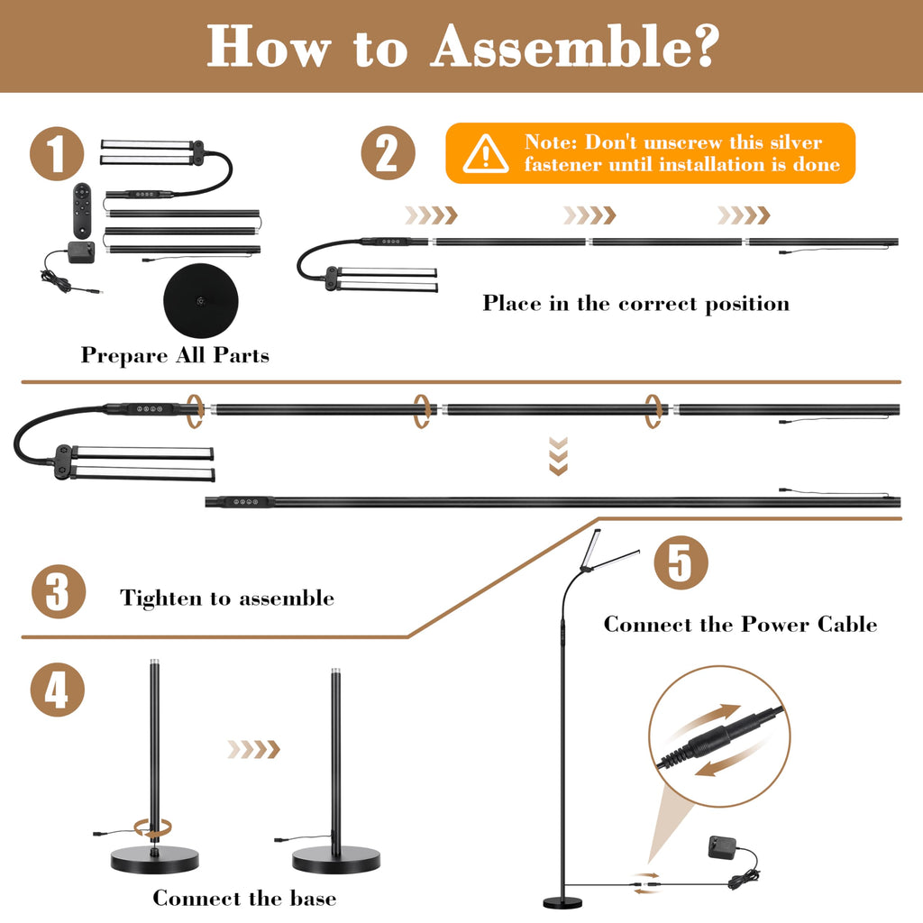 Indoor Floor Lamp for Eye Protection, and Brightness Adjustable, Remote Control and Touch Control