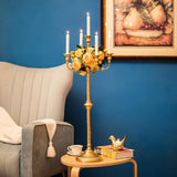 Gold Floor Candelabra Candle Holder for Centerpiece - Tall 5 Arm Candlesticks Holders Metal Taper Candle Holder for
