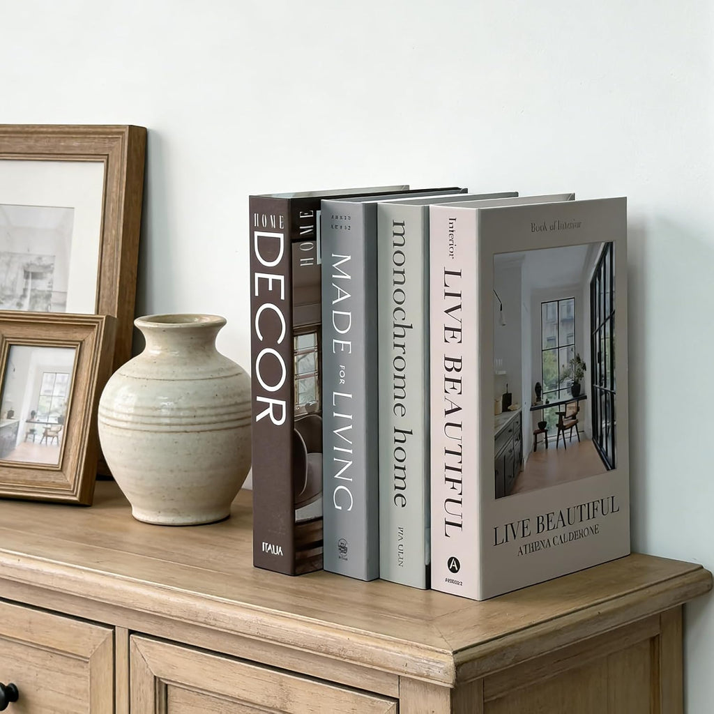 Decorative Books Decor - 7 Pcs Fake Books for Decoration, Faux Stack for Bookshelf, Coffee Table, Designer Decor Set